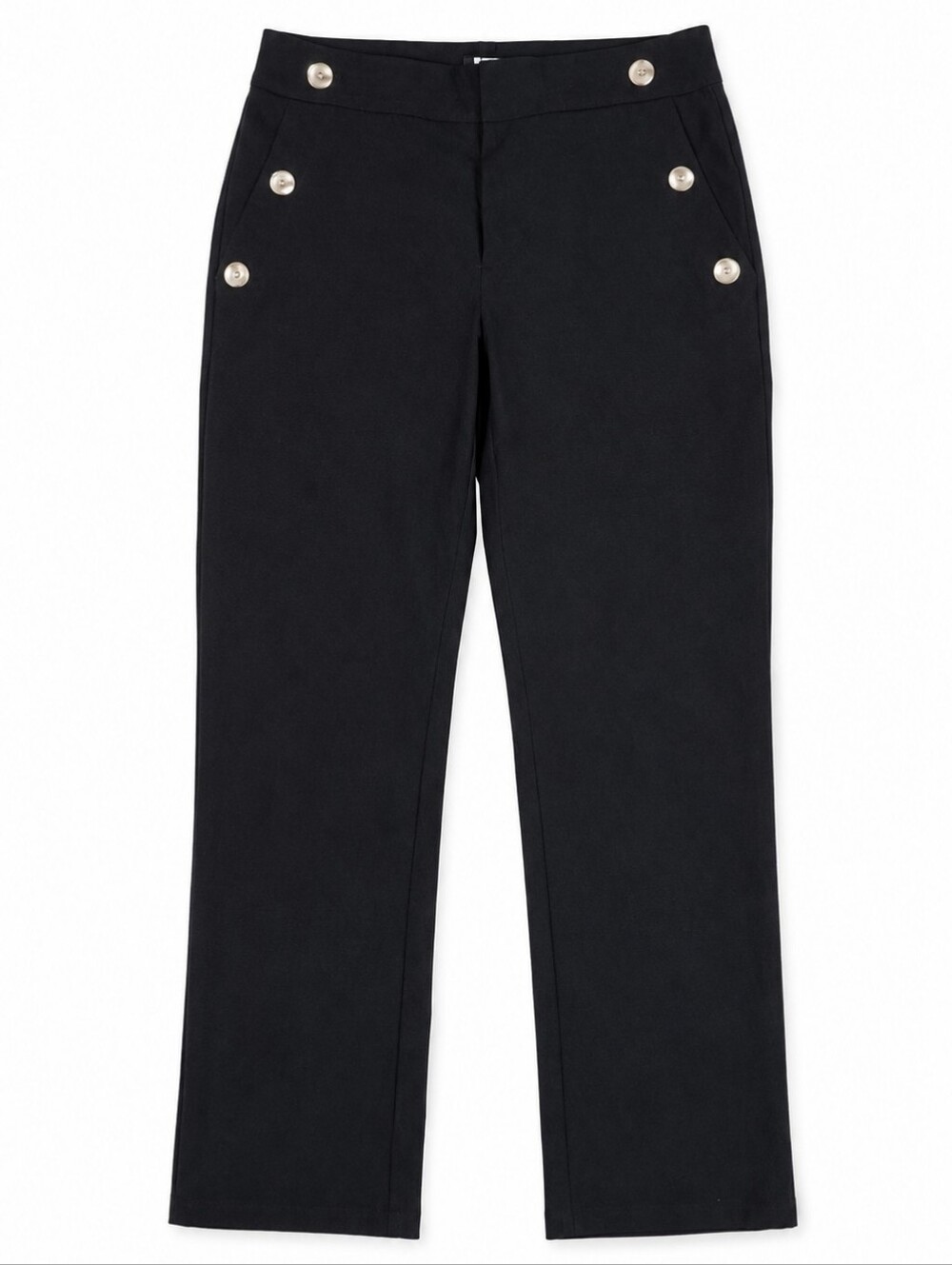 JULES & LEOPOLD Black High-Rise Sailor-Button Pants